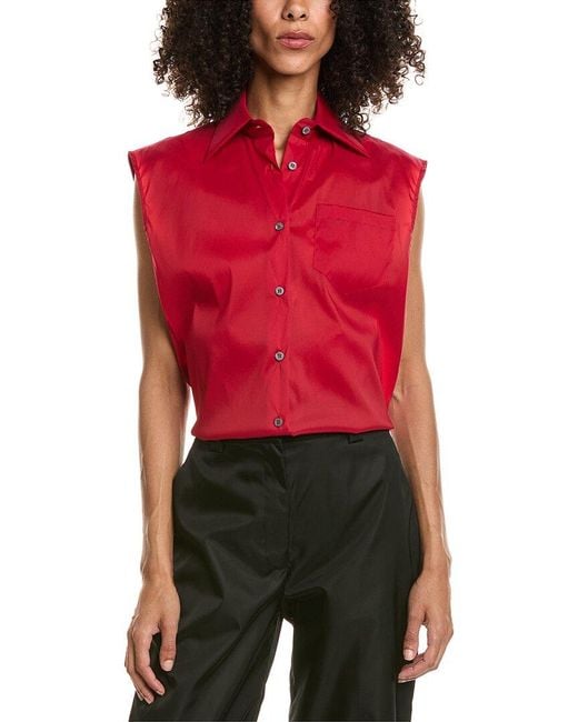 Prada Red Silk-Blend Blouse