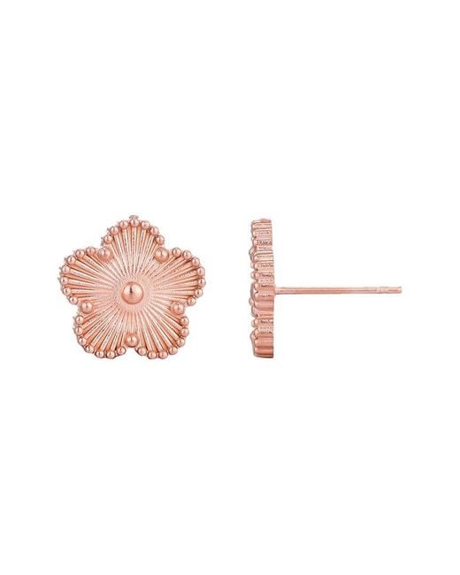 Adornia Pink 14K Rose Plated 5-Leaf Clover Stud Earrings