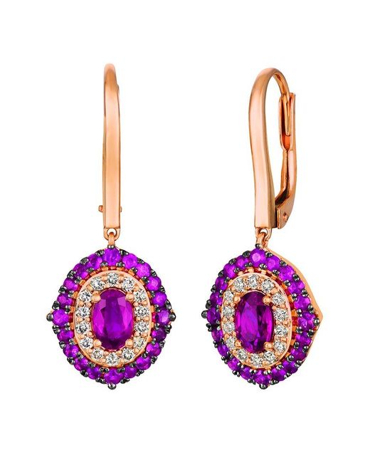 Le Vian Purple Le Vian 14k Strawberry Gold 1.99 Ct. Tw. Diamond & Ruby Earrings