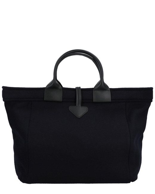 Longchamp Black Le Roseau Canvas Shopper