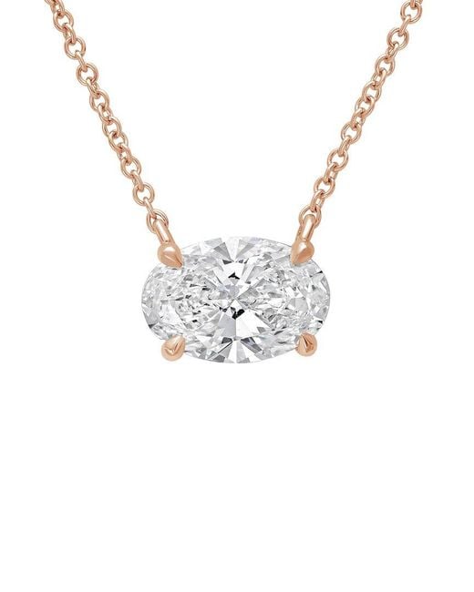 Diana M White Diana M. 14K Rose 5.00 Ct. Tw. Lab-Grown Diamond Solitaire Pendant