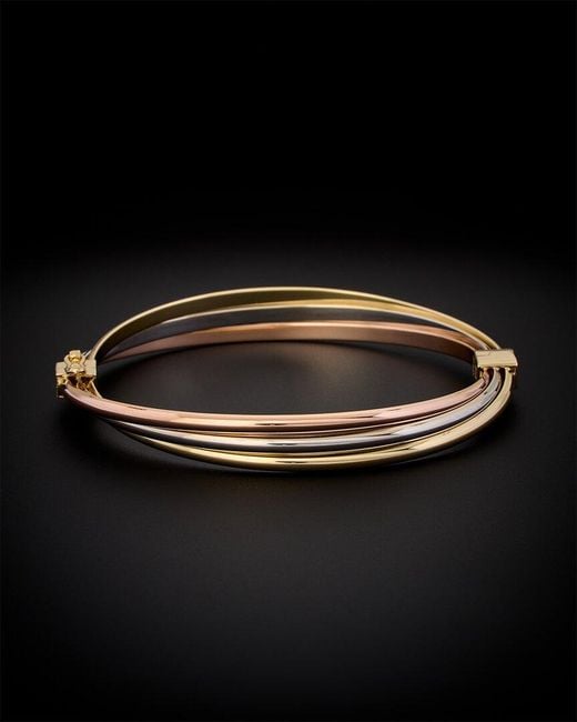 Italian Gold Black 14k Tri-tone Triple Bangle Bracelet