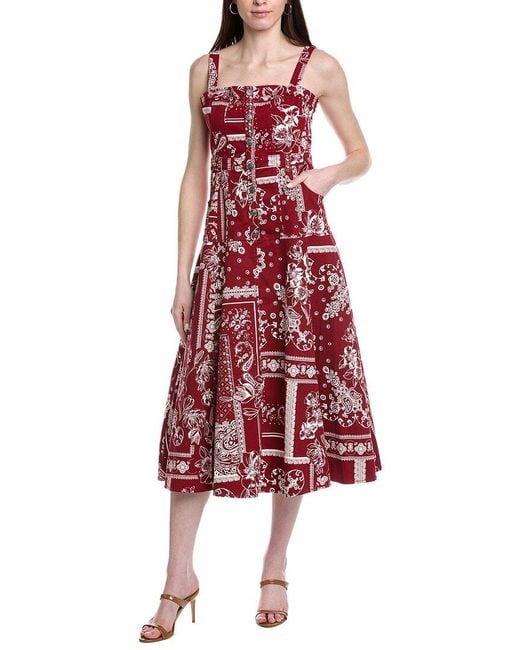 Cinq À Sept Red Bandana Military Twill Veena Dress
