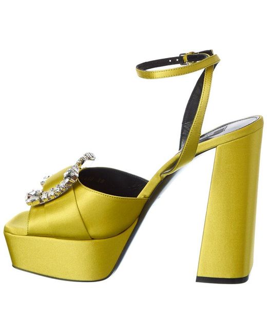 Sergio Rossi Yellow Prince 80 Satin Platform Sandal