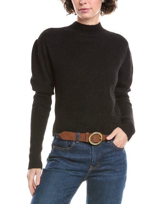 Madewell Black Lightweight Juliette Puff Sleeve Alpaca-Blend Sweater