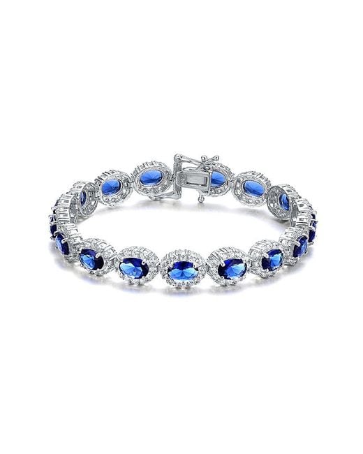 Genevive Jewelry Blue Silver Cz Bracelet