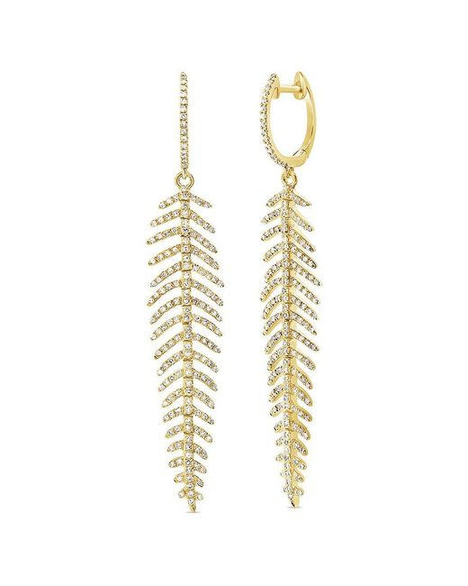 Sabrina Designs Metallic 14k 1.42 Ct. Tw. Diamond Feather Dangle Earrings