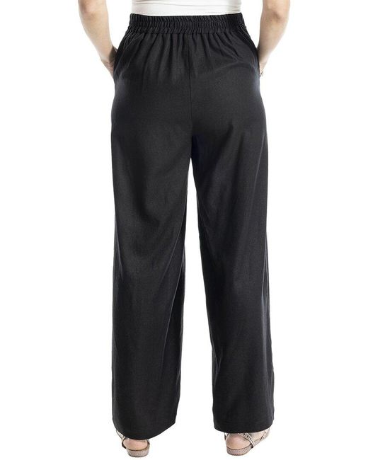 Max Studio Blue Easy Leg Linen-Blend Pant