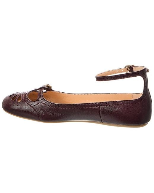 Chloé Brown Misty Leather Ballerina Flat