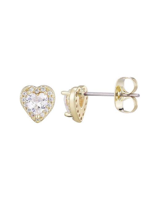Adornia White 14K Plated Cz Heart Halo Stud Earrings
