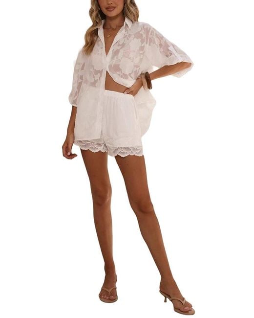 AMINA GLAM White Shirt & Short Set