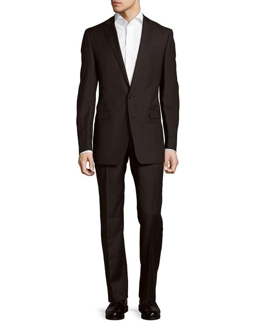 Calvin Klein Black Pinstripe Wool Suit for men