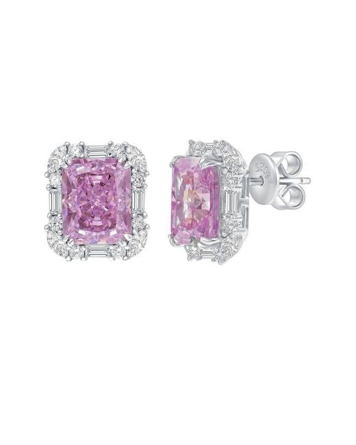 Suzy Levian CZ Jewelry Pink Suzy Levian Gala Collection Cz Stud Earrings