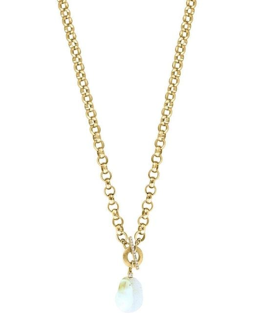 Effy Fine Jewelry Metallic 14K 0.08 Ct. Tw. Diamond & 12Mm Pearl Necklace