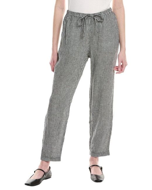 Eileen Fisher Gray Petite Tapered Ankle Linen Pant