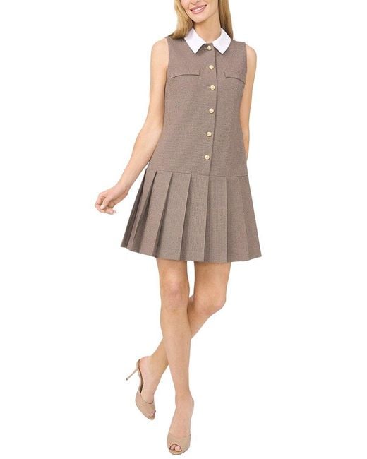 Cece Natural Sleeveless Button Down