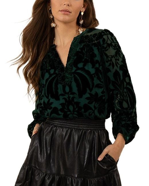Hale Bob Black Danielle Silk-Blend Top