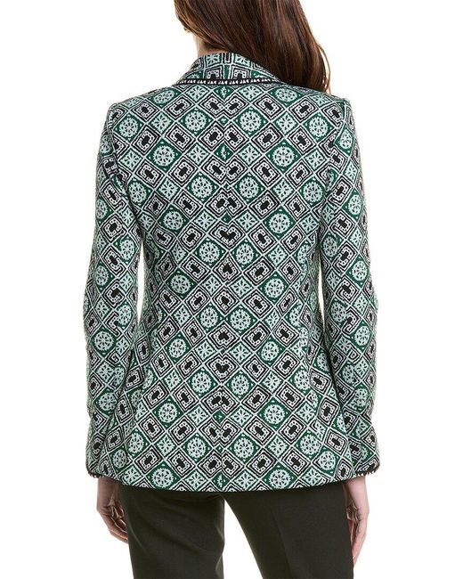 Diane von Furstenberg Green Penelope Wool-Blend Jacket