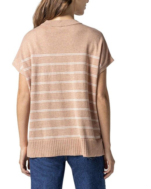 Lilla P Natural Striped Poncho Linen-blend Sweater