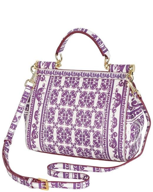 Tiffany & Fred Paris Purple Saffiano Painted Leather Top-Handle Satchel