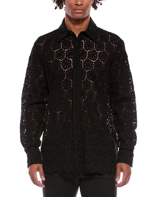 Valentino Black Embroidered Lace Shirt for men