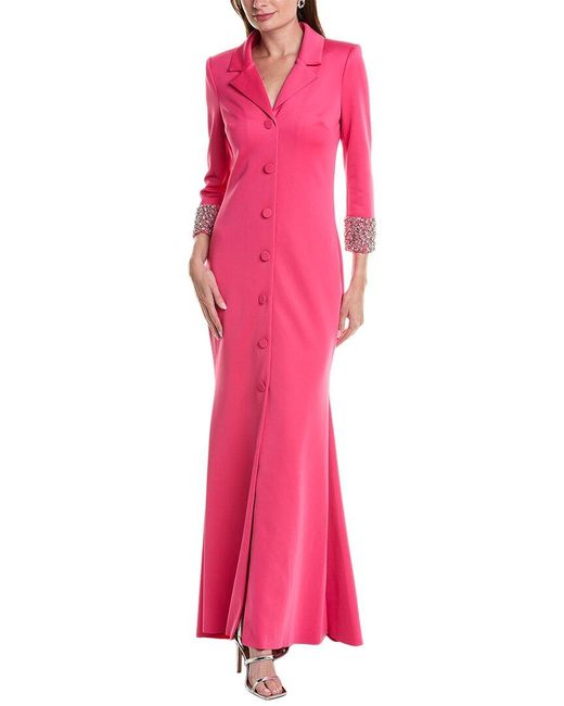 Badgley Mischka Pink Coat Gown
