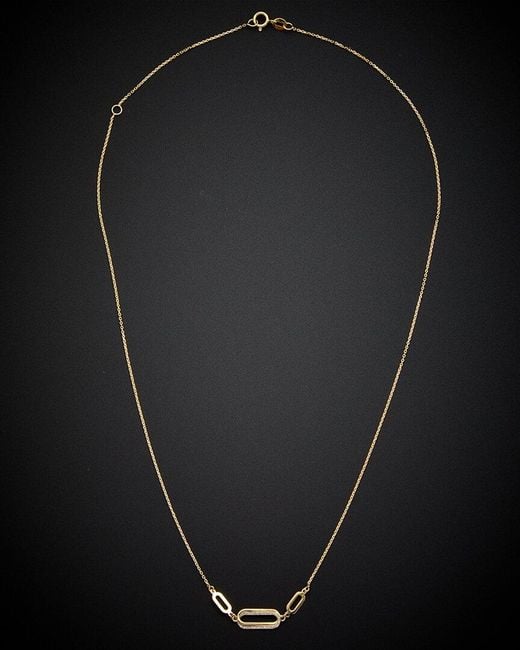 Italian Gold Black 14k Italian Two-tone Gold Graduated Oval Pendant Necklace