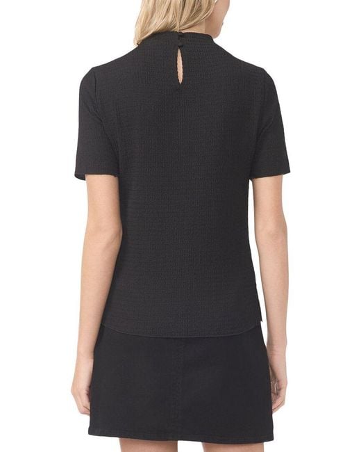 Vince Camuto Black Short Sleeve Mock Neck Top