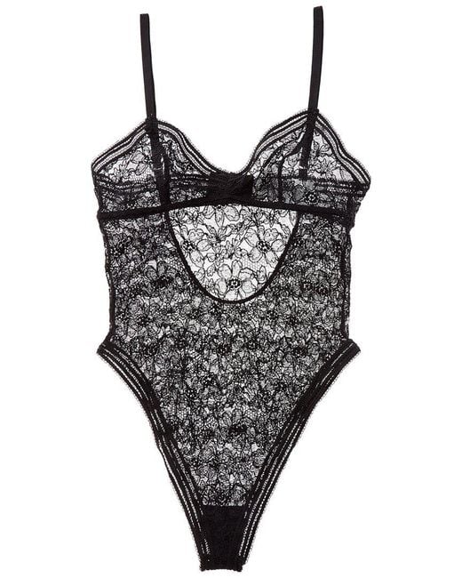 Wolford Gray Graphic Lace Built Up Bodysuit