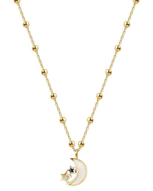 Karma and Luck Metallic Plated Cz Pendant Necklace