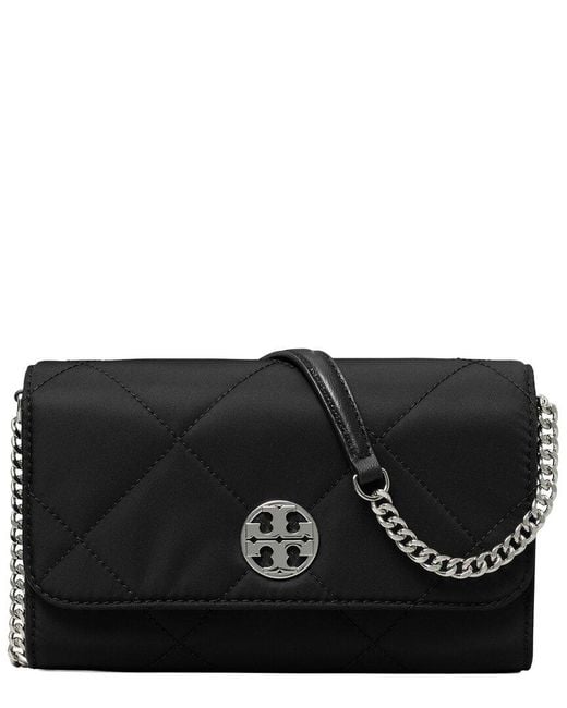Tory Burch Black Willa Quilted Chain Wallet