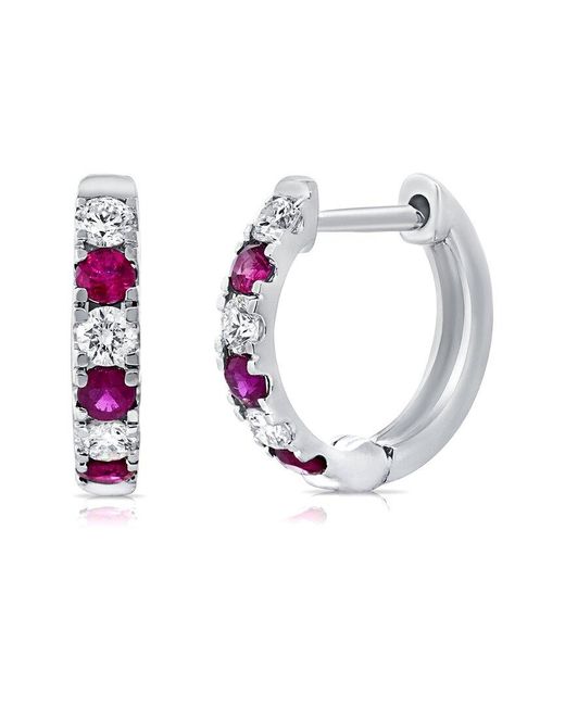 Sabrina Designs Multicolor 14K 0.56 Ct. Tw. Diamond & Ruby Huggie Earrings