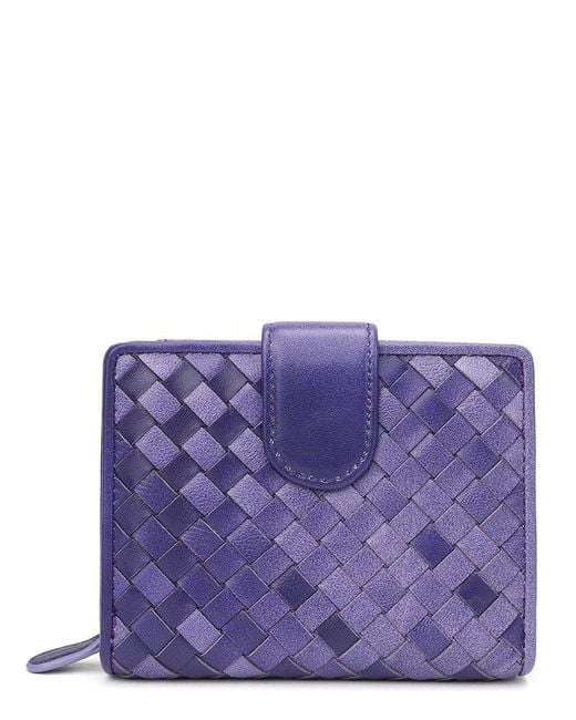 Tiffany & Fred Paris Purple Woven Leather Wallet