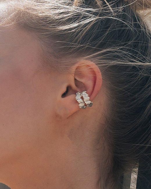 Sterling Forever White Set Of 2 Cali Shell Ear Cuffs