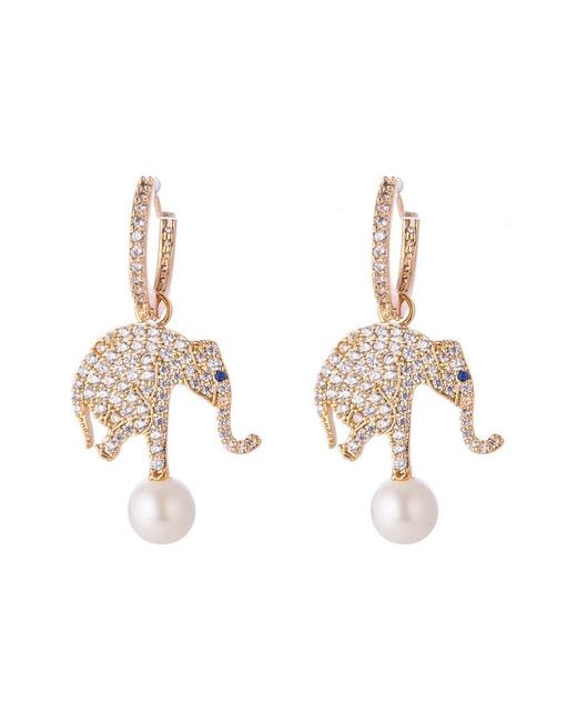 Eye Candy LA White Luxe Collection Elephant Luck Cubic Zirconia Crystal Dangle Earrings