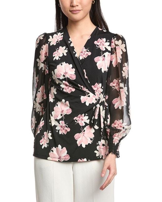 Anne Klein Black Wrap Top