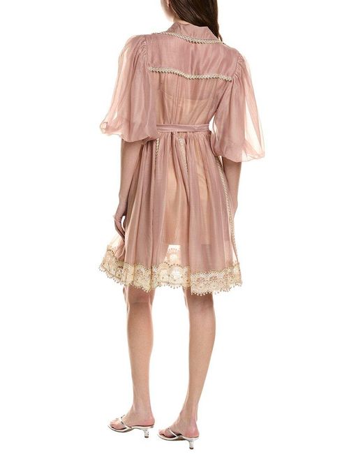 Beulah London Pink Short Sleeve Mini Dress