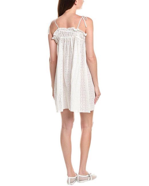 Ganni White Embroidered Mini Dress