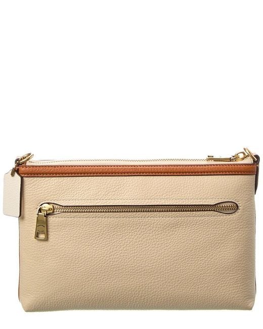 COACH Natural Colorblock Legacy Zip Top Leather Crossbody