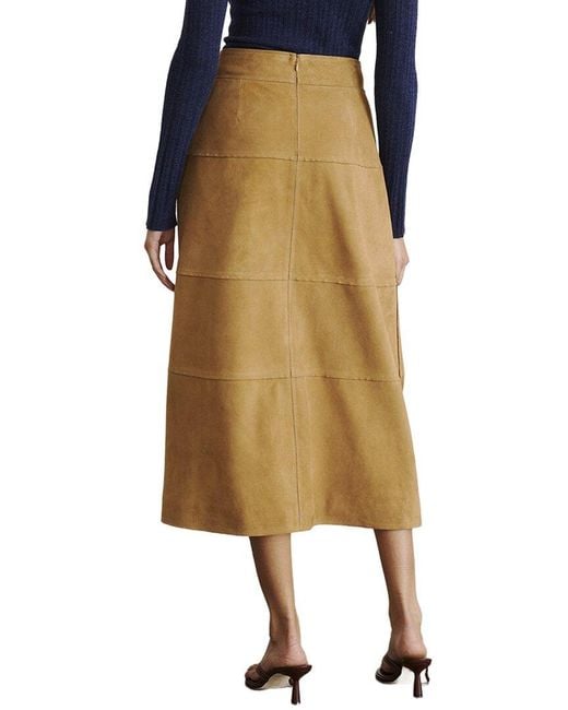 Tanya Taylor Natural Hudson Suede Skirt