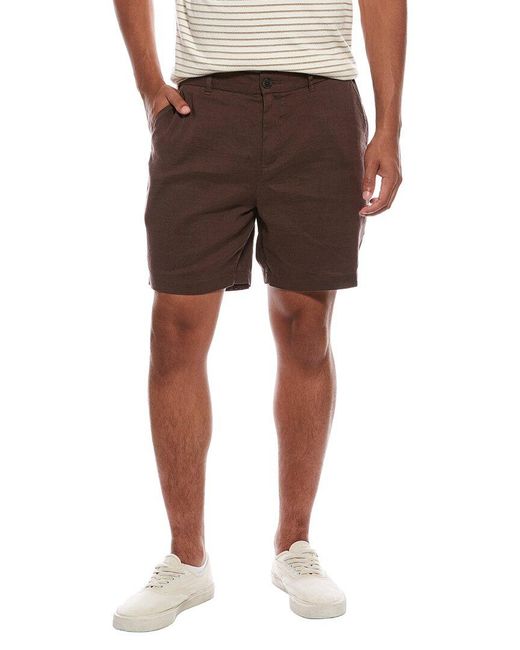 Onia Brown Stretch Linen-blend Short for men
