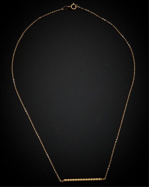 Italian Gold Black 14k Twisted Bar Necklace