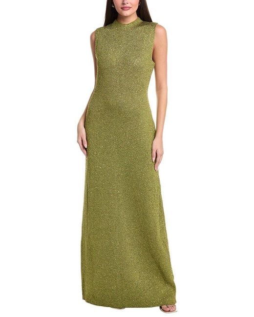 Lela Rose Green Sequin Sweater Gown