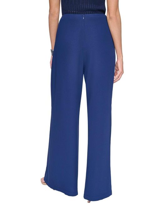 Halston Heritage Blue Wide Leg Pleated Pant