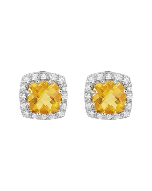 Diamond Select Cuts Metallic 14k Two-tone 1.83 Ct. Tw. Diamond & Citrine Earrings