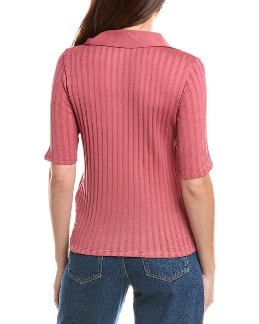 Vince Red Elbow Sleeve Polo Shirt