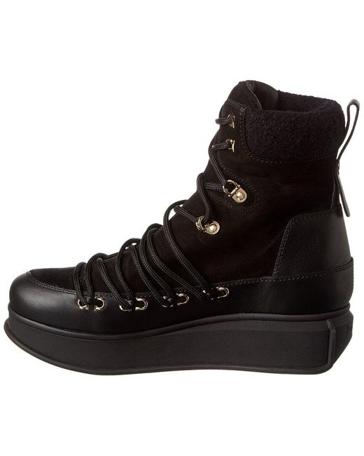 Ferragamo Black Suede & Leather Boots