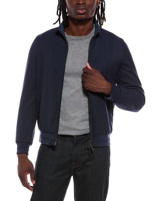 Canali Blue Reversible Wool-Blend Bomber Jacket for men