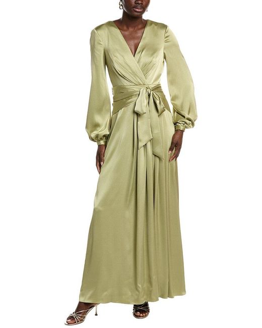 Badgley Mischka Green Faux Wrap Gown