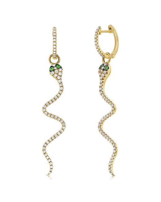 Sabrina Designs White 14K 0.61 Ct. Tw. Diamond & Tsavorite Snake Dangle Earrings